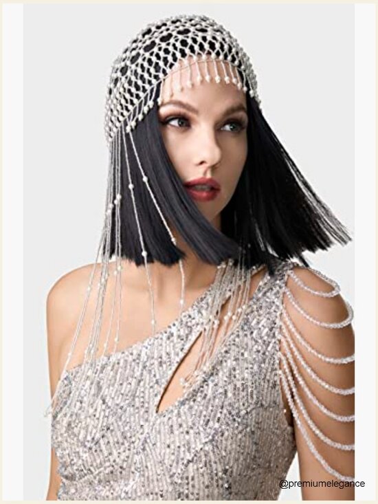 1920s Pearl Flapper Cap Headpiece Roaring 20s Gatsby Head Chain